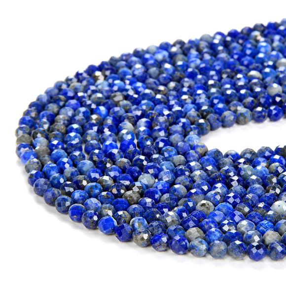 Natural Lapis Gemstone Grade AA Micro Faceted Round 2MM 3MM Beads (P10)