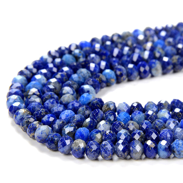 4X2MM Natural Lapis Lazuli Gemstone Grade A Micro Faceted Rondelle Loose Beads (P35)