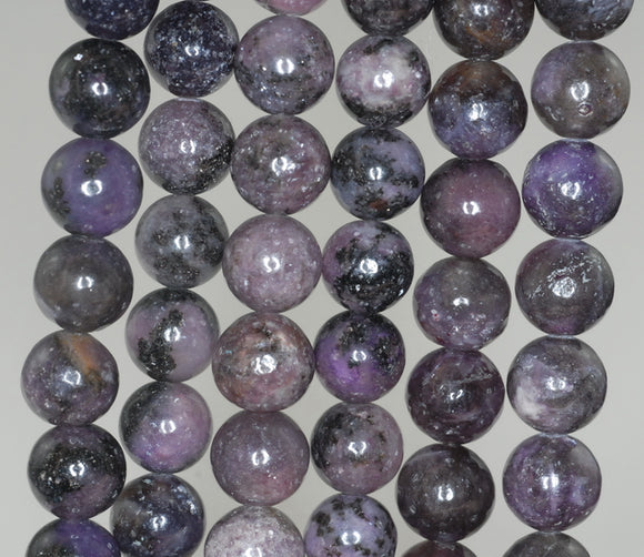 10mm Black Purple Lepidolite Gemstone Grade AB Round Loose Beads 16 inch Full Strand (90188465-653)
