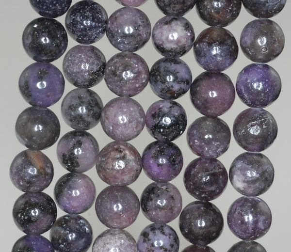 10mm Black Purple Lepidolite Gemstone Grade AB Round Loose Beads 16 inch Full Strand (90188465-653)