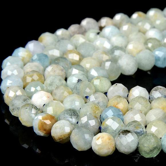 6MM Natural Aquamarine Gemstone Grade A Micro Faceted Round Loose Beads 15 inch Full Strand (80016842-P67)