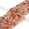 4MM Natural Sunstone Gemstone Grade AA Micro Faceted Diamond Cut Cube Loose Beads (P40)