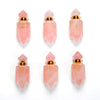 41X14MM Natural Rose Quartz Gemstone Perfume Bottle Pendant Faceted Point, Essential Oil Bottle Beads 1 Bead (80017244-P71)