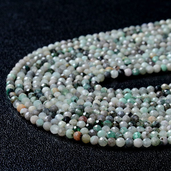 2MM Natural Emerald Gemstone Grade A Micro Faceted Round Loose Beads 15 inch Full Strand (80015387-P46)