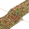 Natural Unakite Gemstone Grade AA Micro Faceted Round 3MM 4MM Loose Beads 15 inch Full Strand (P53)