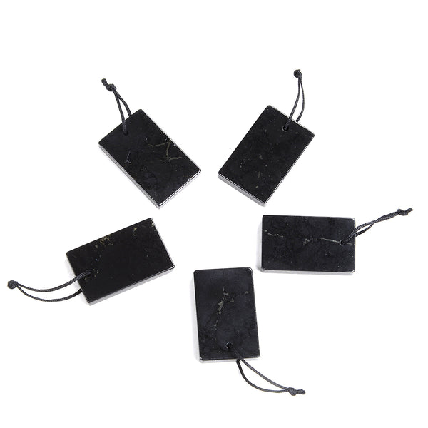 40X25MM Natural Smooth Shungite Gemstone Grade AAA Rectangle Pendant 1 Bead (80008574-D49)