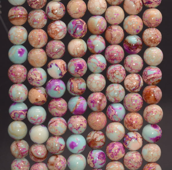 8mm Light Galaxy Sea Sediment Imperial Jasper Gemstone Round Loose Beads 15 inch Full Strand (80007547-A266)