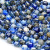 6MM Natural Lapis Gemstone Faceted Prism Double Point Cut Loose Beads (D342)