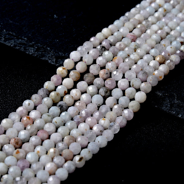 4-5MM Natural Light Pink Kunzite Gemstone Micro Faceted Round Loose Beads 15 inch Full Strand (80009440-P33)