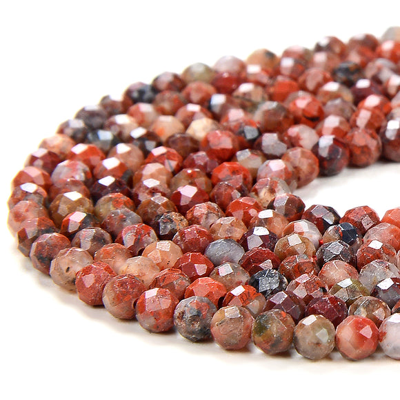 3MM Natural Breccia Jasper Gemstone Micro Faceted Round Loose Beads 15 inch Full Strand (80016222-P50)