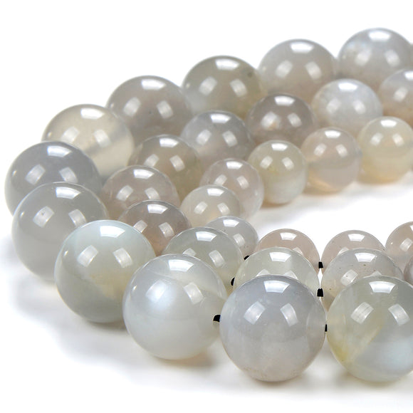 Natural Gray Moonstone Gemstone Grade AAA Round 8MM 9MM 10MM 12MM Loose Beads (D404)