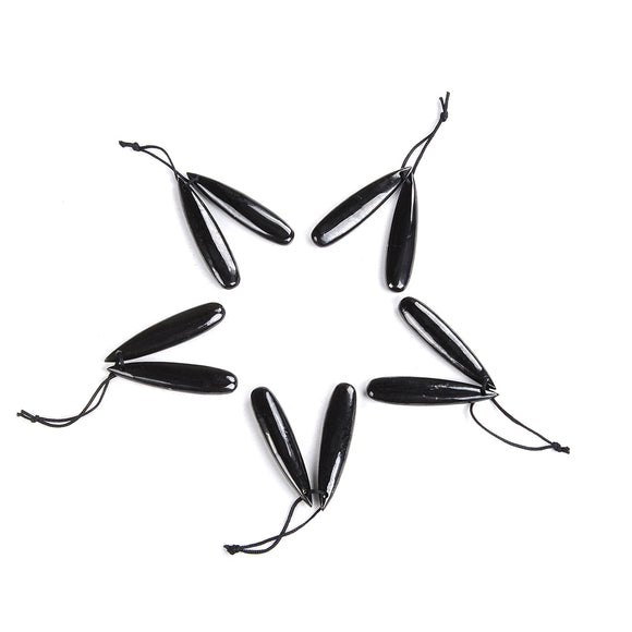 10X45MM Natural Smooth Shungite Gemstone Grade AAA Teardrop Earring Pair Pendant 2 Beads (80008568-D49)