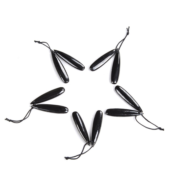 10X45MM Natural Smooth Shungite Gemstone Grade AAA Teardrop Earring Pair Pendant 2 Beads (80008568-D49)