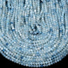 Natural Aquamarine Gemstone Grade AAA Micro Faceted Round 4MM 5MM 6MM Loose Beads 15 Inch Full Strand (P66)