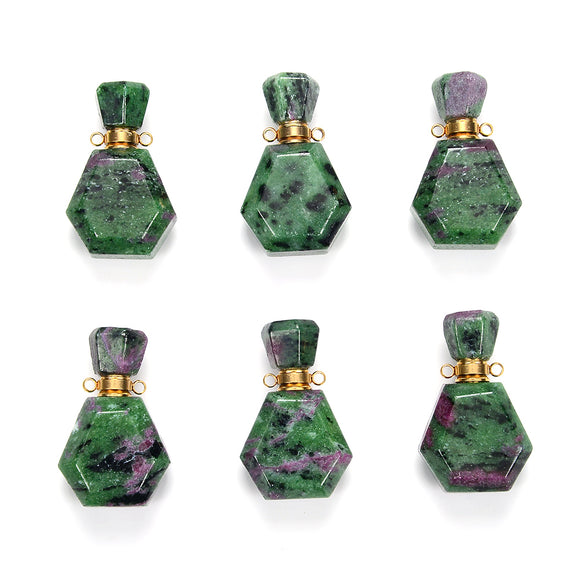 35X22X12MM Natural Zoisite Gemstone Perfume Bottle Pendant Faceted, Essential Oil Bottle Beads 1 Bead (80017235-P70)