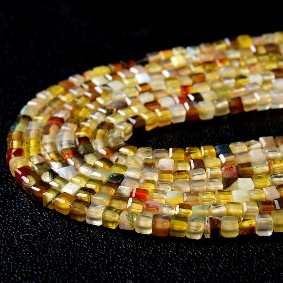 2MM Natural Yellow Opal Gemstone Grade AAA Micro Faceted Diamond Cut Cube Loose Beads (P43)