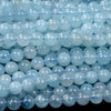 Natural Aquamarine Gemstone Grade AAA Round 5MM 6MM Loose Beads (D334)