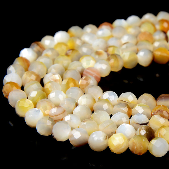 4MM Natural Golden Mother of Pearl ShellGemstone Grade AAA Micro Faceted Round Loose Beads 15 inch Full Strand (80016832-P66)