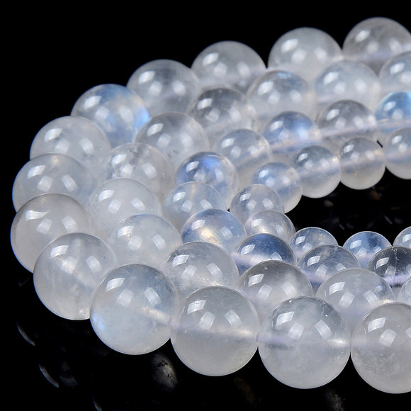 Natural Rainbow Moonstone Strong Blue Flash Gemstone Grade AAA Round 6MM 7MM 8MM 9MM 10MM 11MM 12MM 13MM 14MM Loose Beads (D382)