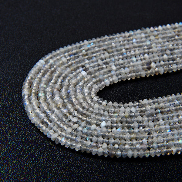 3x2MM Labradorite Gemstone Grade AA Faceted Rondelle Saucer Loose Beads (P1)