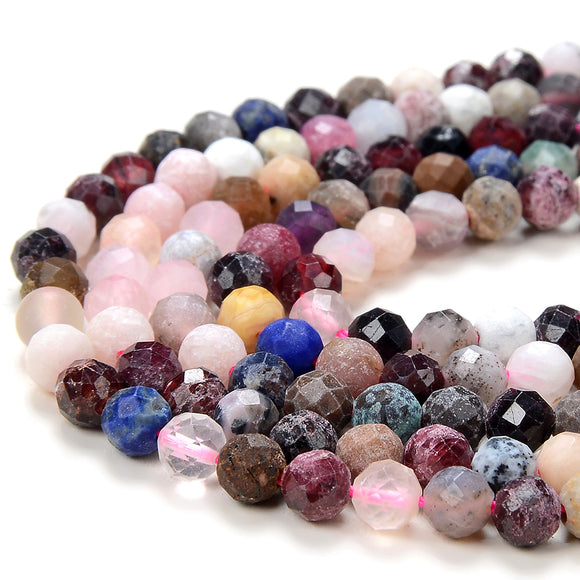 4MM Natural Multi Color Mix Stones Gemstone Grade Micro Faceted Round Loose Beads 15 inch Full Strand (80016319-P56)