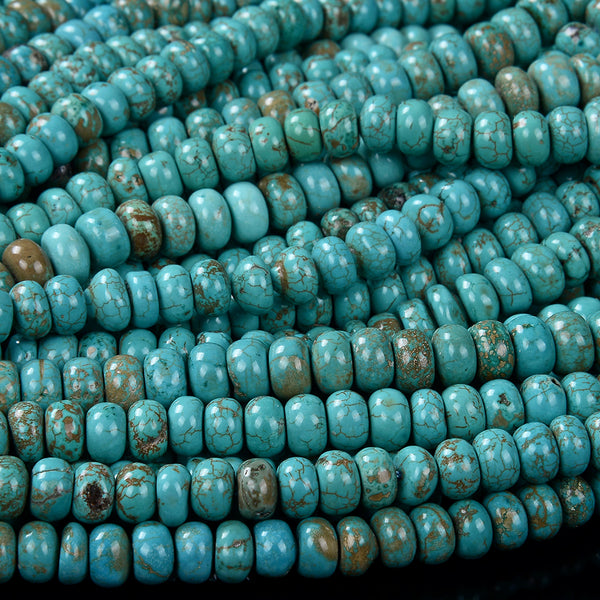 8X5MM Blue Turquoise Gemstone Round Loose Beads (D180)