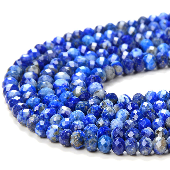 Natural Lapis Lazuli Gemstone Grade AA Micro Faceted Rondelle 3X2MM 4X3MM Loose Beads 15 inch Full Strand (P61 P62)