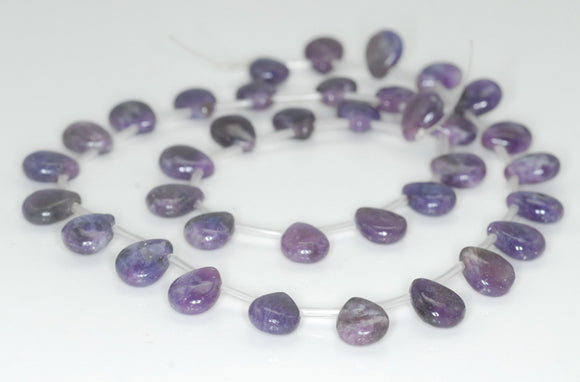 10X8mm Purple Lepidolite Gemstone Grade A Teardrop Briolette Loose Beads 16 inch Full Strand (90188363-671)