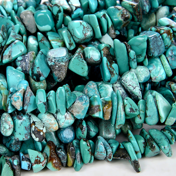 100% Natural Genuine Turquoise Blue Gemstone Pebble Nugget Chip 6-9MM Beads (D86)