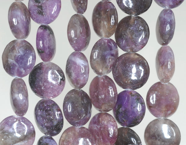 12mm Dark Purple Lepidolite Gemstone Grade AB Flat Round Loose Beads 16 inch Full Strand (90188305-656)