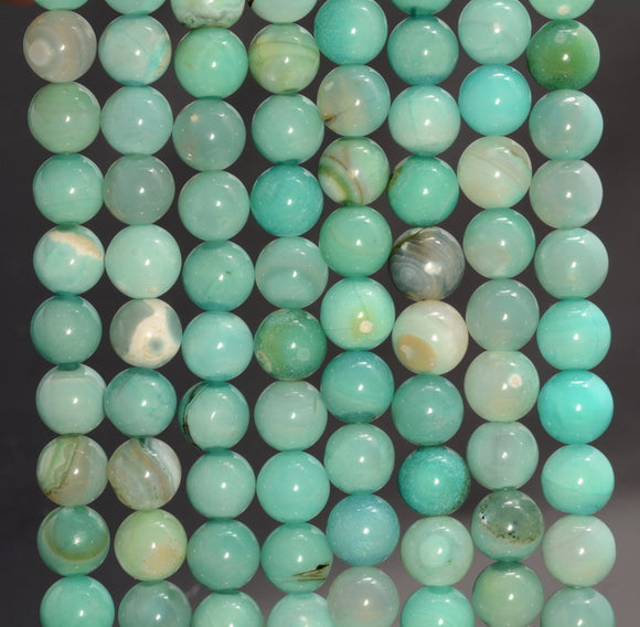 8MM Terra Agate Gemstone Aqua Blue Round Grade Aaa 15.5 Inch Full Strand (80007252-A250)