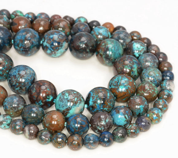 Genuine Shattuckite Chrysocolla Gemstone Grade AAA Round 4mm 6mm 8mm Loose Beads (A266)