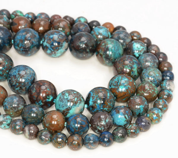 Genuine Shattuckite Chrysocolla Gemstone Grade AAA Round 4mm 6mm 8mm Loose Beads (A266)