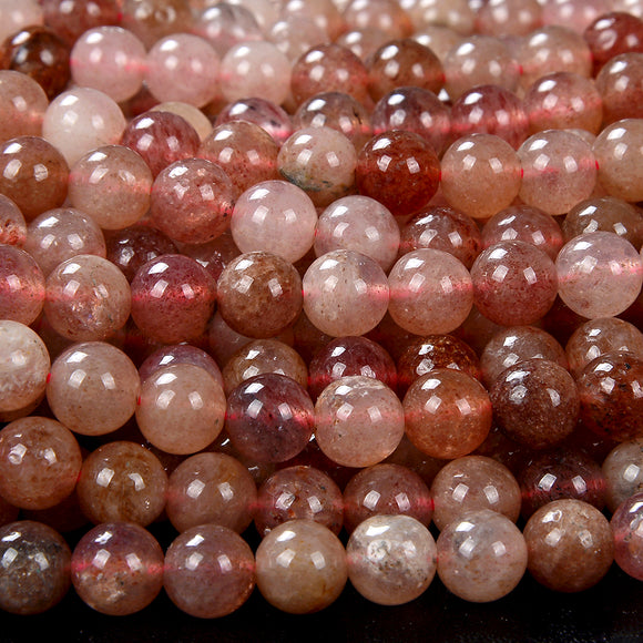 Natural Strawberry Quartz Orange Pink Gemstone Grade A Round 6MM 7MM 8MM Loose Beads (D129)