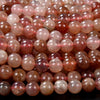Natural Strawberry Quartz Orange Pink Gemstone Grade A Round 6MM 7MM 8MM Loose Beads (D129)