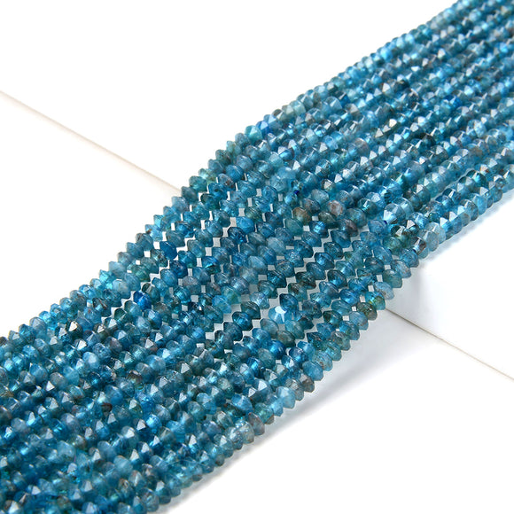 3X2MM Natural Apatite Gemstone Grade AAA Bicone Faceted Rondelle Saucer Loose Beads 15 inch Full Strand (80009451-P34)