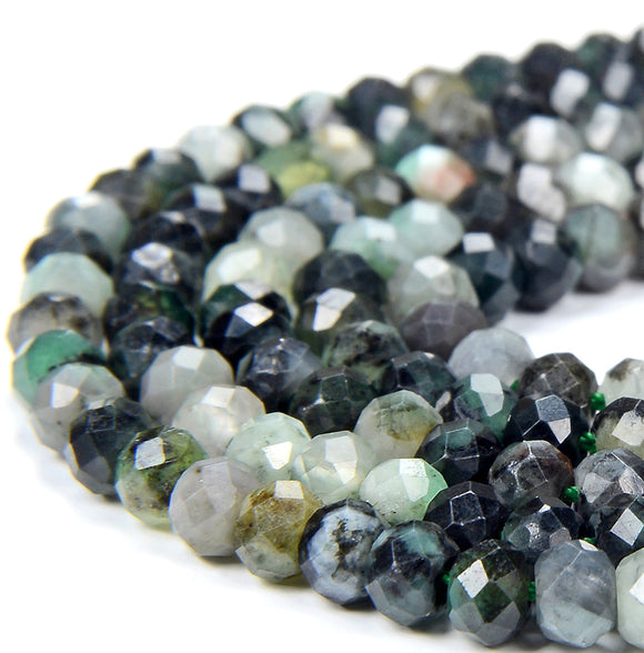 4X3MM Natural Emerald Gemstone Grade A Faceted Rondelle Loose Beads (D343)