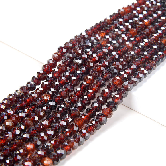 6X4MM Natural Red Garnet Gemstone Grade AA Micro Faceted Rondelle Loose Beads (P37)