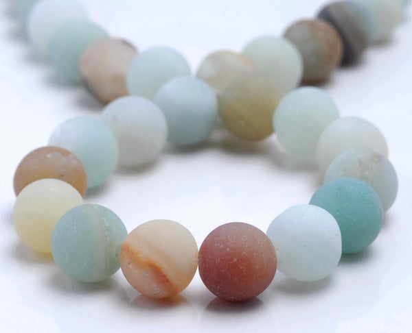 Matte Amazonite Gemstone Blue Brown Round 4mm/6mm/8mm/10mm Loose Beads 15 inch Full Strand (M6)