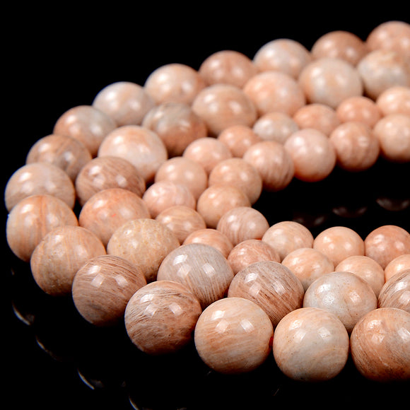 Natural Peach Feldspar Sunstone Gemstone Grade A Round 5MM 6MM 7MM 8MM Loose Beads (D308)