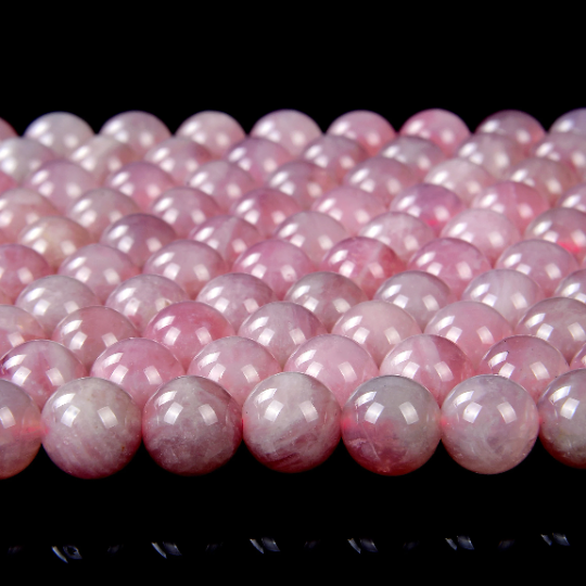 Genuine Natural Madagascar Rose Quartz Gemstone Grade AAA Light Purple Pink 6mm 8mm 9mm 10mm 12mm Round Beads 7.5 inch Half Strand (A214a)