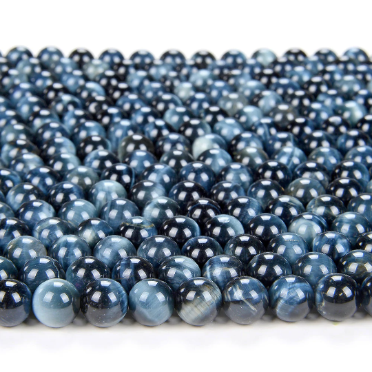 6mm Natural Blue Tiger Eye Hawk Eye Gemstone Grade AA Round 6mm Loose Beads 15 inch Full Strand LOT 1,2,6,12 and 50 (80005810-480)