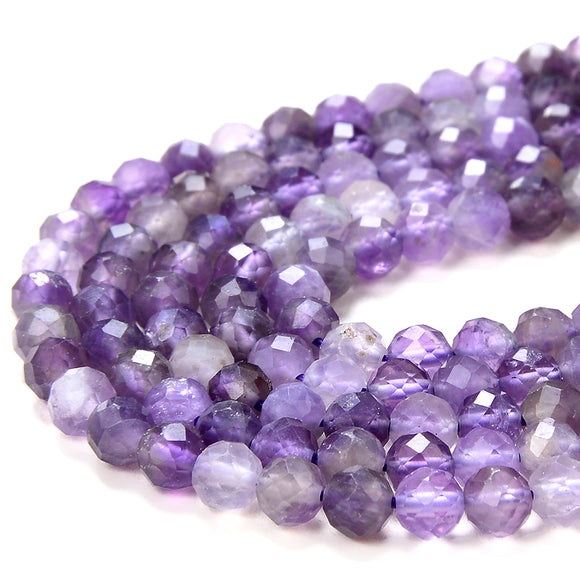Natural Amethyst Gemstone Grade A Micro Faceted Round 2MM 4MM Loose Beads 15 inch Full Strand (P57)