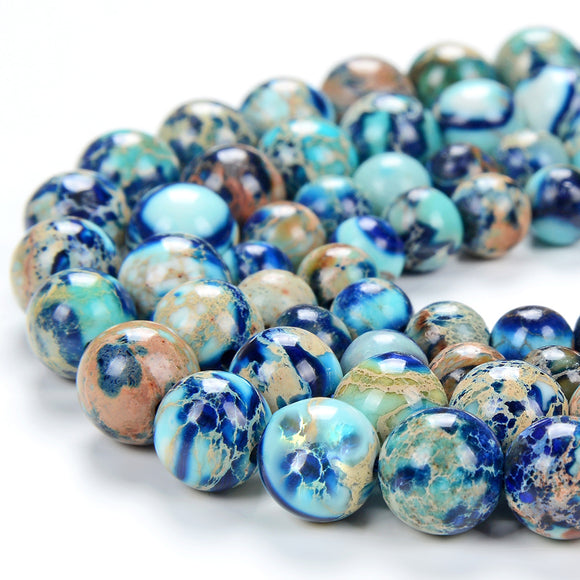 New Ocean Sea Sediment Imperial Jasper Gemstone Round 6MM 8MM Loose Beads (D290)