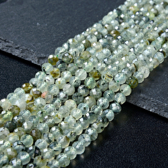 5-6MM Natural Prehnite Gemstone Grade A Micro Faceted Round Loose Beads 15.5 inch Full Strand (80009450-P33)