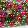 Rock Crystal Quartz Green Yellow Red Tourmaline Color Gemstone Grade AAA Round 12MM 16MMLoose Beads 7.5 inch Half Strand (D293)