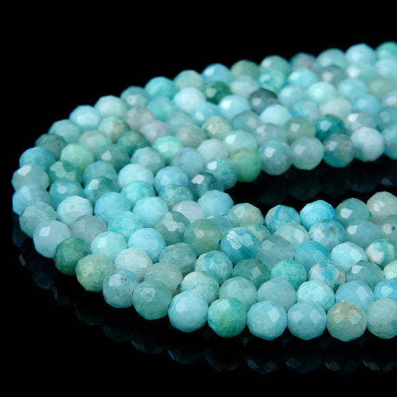 4MM Amazonite Gemstone Grade AAA Micro Faceted Round Loose Beads 15.5 inch Full Strand (80009124-P14)