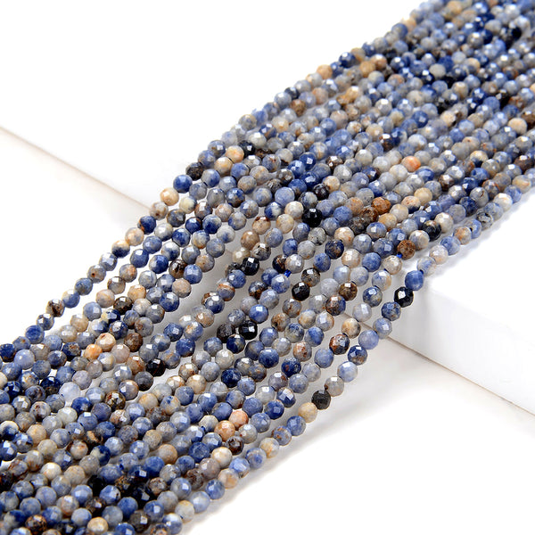 2MM Natural Sapphire Gemstone Micro Faceted Round Loose Beads 15.5 inch Full Strand (80009409-P31)