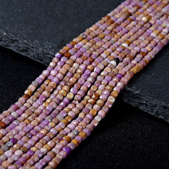 2MM Natural Phosphosiderite Gemstone Grade A Micro Faceted Diamond Cut Cube Loose Beads (P39)