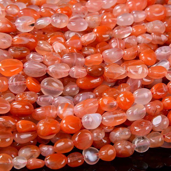 6-8MM Natural Red Carnelian Agate Gemstone Pebble Nugget Loose Beads (D186)